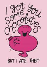Funny Mr. Men Valentine’s Day/Anniversary Card - Mr. Greedy - Chocolates created by Mr. Men