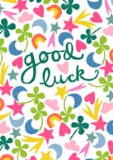 Fun Good Luck Card - Lucky Charms - Colourful Design created by Sticky Tape Kate 