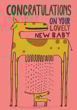 Funny New Baby Card - Gender Neutral - Animal Feeding created by OBJECTABLES
