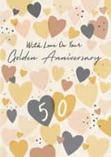 Classic Anniversary Card - 50th - Golden - Hearts created by Laura Darrington Design Ltd.