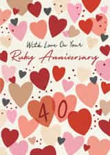 Classic Anniversary Card - 40th - Ruby - Hearts created by Laura Darrington Design Ltd.