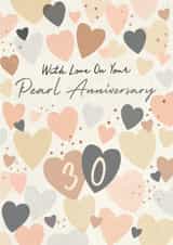 Classic Anniversary Card - 30th - Pearl - Hearts created by Laura Darrington Design Ltd.