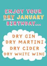 Funny Birthday Card - Dry January created by Giddy Kipper