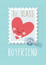 Cute Valentine's card for Boyfriend - 1st Class stamp - Heart created by Blue Butterfly Paperie