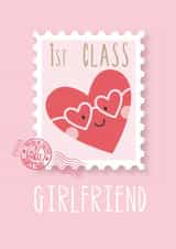 Cute Valentine's card for girlfriend - 1st class stamp - Heart created by Blue Butterfly Paperie