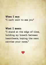 Traditional Valentine's Day Card - Poem - Can't Wait To See You created by Pottsy Prints