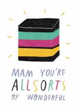 Cute Mother's Day Card - For Mam - Liquorice Allsorts Pun created by Alice Mole Illustration