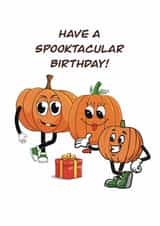 Fun spooky card for anyone with October or Halloween Birthday featuring pumpkins created by Julie Campbell