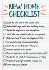 Funny New Home Checklist for Family or Friends created by David Speed Design