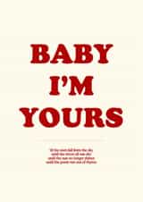 Modern Valentine's Day/Wedding Card - Baby I'm Yours - Arctic Monkeys created by Glow On Prints