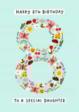 Cute 8th Birthday Card - For Daughter - Mini Illustrations created by Macie Dot Doodles