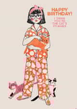 Cute Birthday Card - Cats Pyjamas created by THE PRINTED SQUARE STUDIO