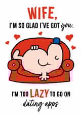 Funny Mr. Men Valentine's Day Card/Anniversary Card - For Wife - Mr. Lazy created by Mr. Men