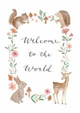 Cute New Baby Card - Welcome To The World - Woodland created by Sage and Hart