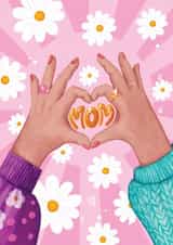 Cute Mother's Day Card - Flowers - Heart Hands created by Aniet Illustration