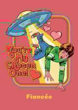 Funny Retro Alien Abduction Valentine's Day Card for Fiancée created by Danilo