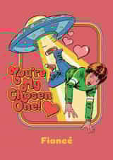 Funny Retro Alien Abduction Valentine's Day Card for Fiancé created by Danilo