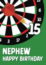 Classic 15th Birthday Card - For Nephew - Dart Board created by Quinton cards