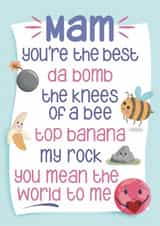 Cute Mother's Day Card - Mam - Mean The World To Me created by Presents Felt