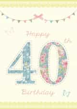 Pretty 40th Birthday Card for her created by Rankidoodle