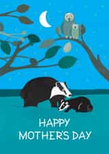 mothers day animals - cute animals mum - mum and baby badger - Happy mothers day created by Joey Marsh