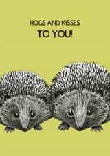 Cute Love & Friendship Card - Hogs And Kisses - Hedgehogs created by Perkins & Morley