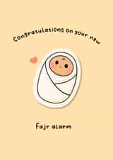 Cute New Baby Card - Fajr Alarm - Congratulations created by The Mosque Sketcher