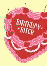 Funny Birthday Bitch Card - Retro Heart Cake - For Best Friend created by By Honey Studios