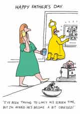 Funny Cartoon Father's Day Card - Screen Time created by Cardinky