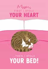 Cute Mother's Day Card - From the Tabby Cat - Stole Your Bed created by The Cake Thief