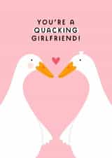 Cute Anniversary/Valentine's Day Card - Ducks - You're A Quacking Girlfriend! created by Joanne Hawker