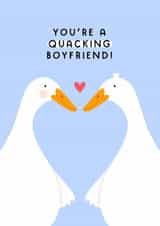 Cute Anniversary/Valentine's Day Card - Ducks - You're A Quacking Boyfriend! created by Joanne Hawker