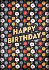 Floral Pattern simple "Happy Birthday" Card created by Orca 87