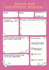 Cute Mother's Day Card - Performance Appraisal created by Sarah Harding