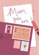 Cute Mother's Day Card - First Class Mum created by Two For Joy Illustration