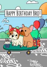 Cute Birthday Card - For Brother - Skateboarding Dogs created by Natalie Tuck