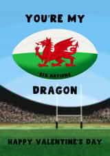 Cute Welsh Six Nations Card - Valentine's Day - Welsh Dragon - For Him - For Her created by Pink Peach Cards