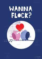 Cheeky Valentines Card - Wanna Flock? - Birds created by Tainted Genie
