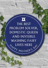 Funny Mother's Day Card - Washing Fairy - Heritage Plaque created by Brainbox Candy