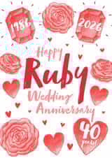Traditional Anniversary Card - 40th - Ruby created by Juniper and Rose Studio