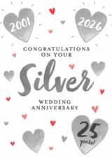 Traditional Anniversary Card - 25th - Silver created by Juniper and Rose Studio