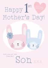 Cute Mother's Day Card - Rabbits - First Mother's Day - From Son created by Juniper and Rose Studio