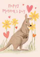 Cute Mother's Day Card - Kangaroo Mum With Baby Pouch created by Louise Tiler