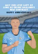 Fun Anniversary Card - Manchester City - Erling Haaland created by Pink Peach Cards