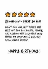 Fun Birthday Card - For Son-In-Law - Star Rating created by Lyndsay Moon