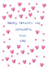 Heartfelt Father's Day Card - Wonderful Kind Dad - Hearts created by HCD Illustration