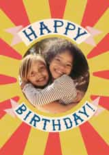 Personalised Birthday Photo Card created by Hadley Paper Goods Ltd - Fun Birthday Card - Circus Stripes