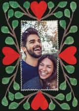 Personalised Valentines Day Photo Card created by Hadley Paper Goods Ltd - A sweet, paper cut frame in a naive folk art style, to send authentic love.