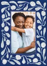 Personalised Just Because Photo Card created by Hadley Paper Goods Ltd - Pretty Just Because Card - Blue Floral Frame