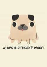 Cute Birthday Card - Pug's Birthday Surprise created by Raku doodle